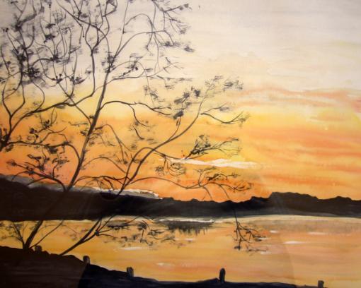 Watercolour painting-Sunset on the Orihuela Road Campoverde