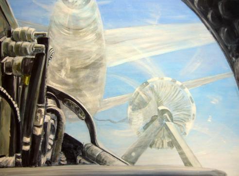 Acrylic painting - Aircraft refuelling in flight