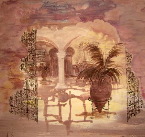Acrylic painting -abstract Spanish patio andaluz