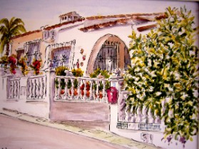 Villa watercolour Sold