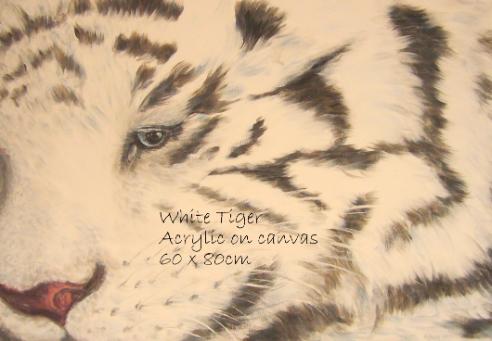 Acrylic painting -White tiger (head) 60x80cm