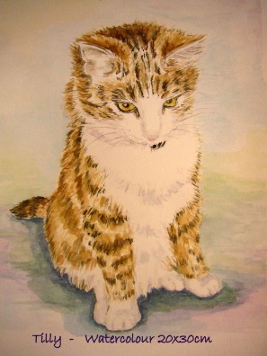 Watercolour pet portrait Tilly 20x30cm