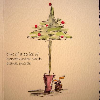 watercolour, handpainted Christmas card