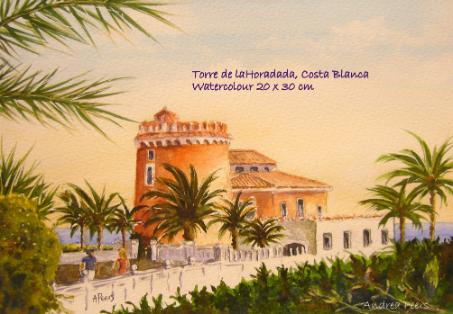 watercolour painting - Torre de la Horadada, Costa Blanca, spain