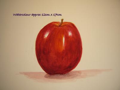watercolour still life red apple
