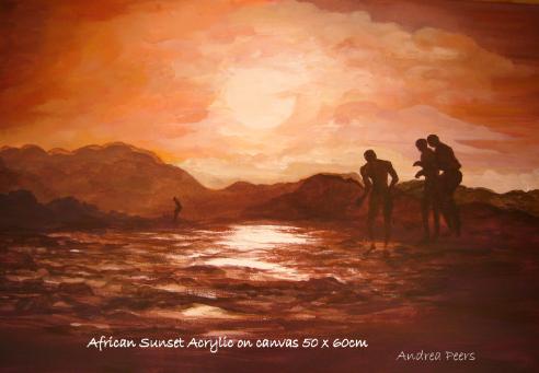 Acrylic painting - Places - African sunset SOLD